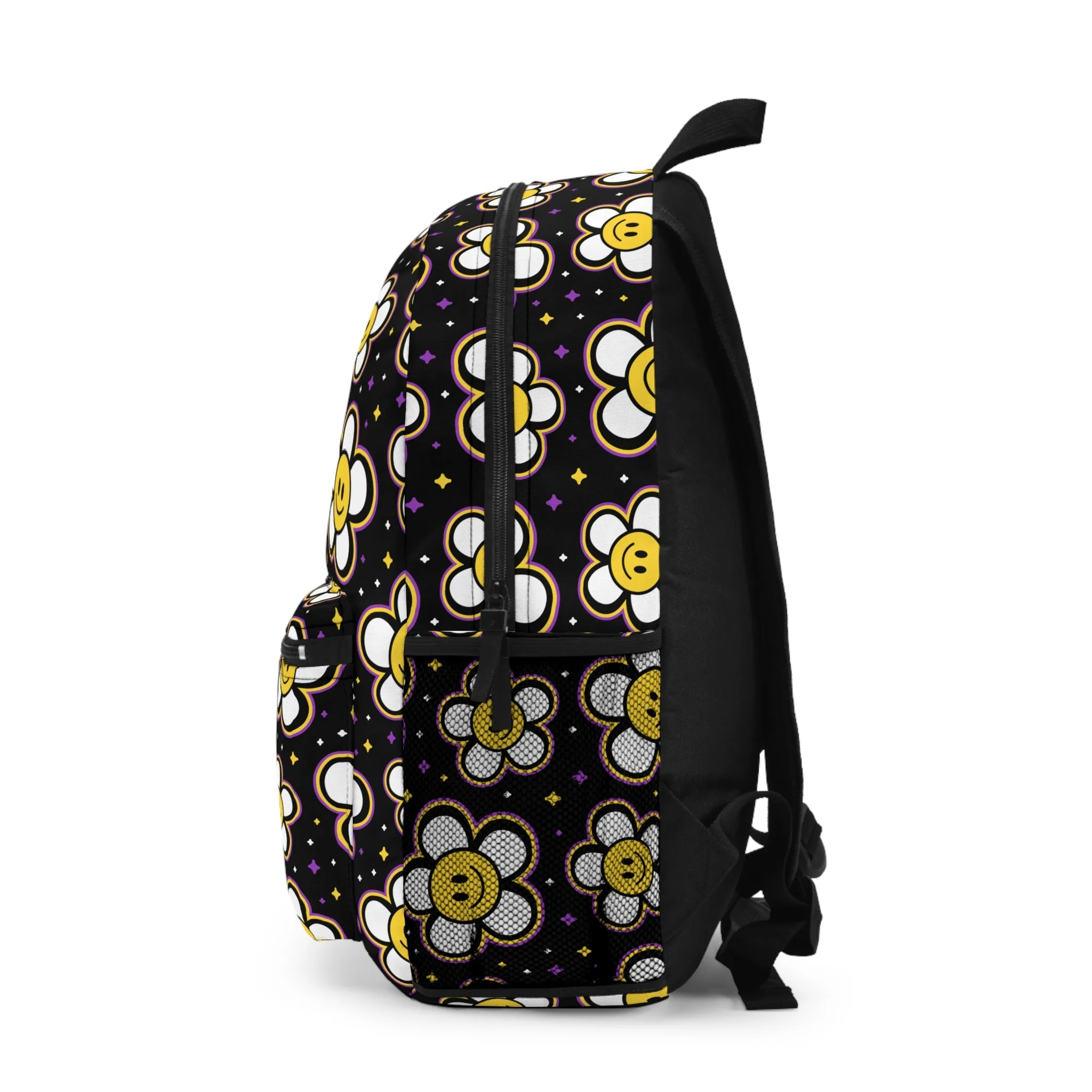 Retro Daisies with Smiley Faces Lightweight Backpack