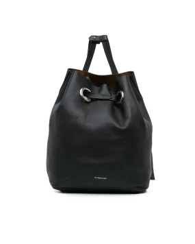 Small Leather Grommet Drawstring Backpack with Adjustable Straps