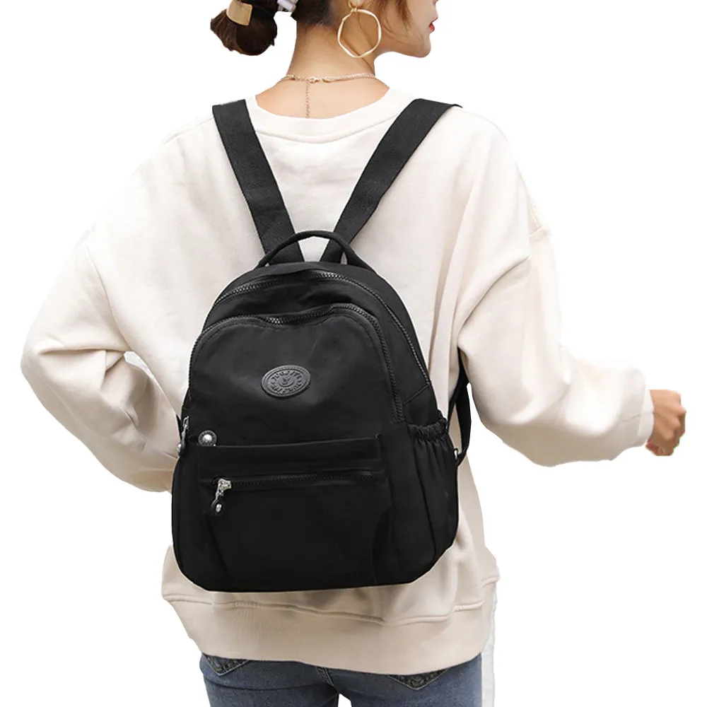 Small Nylon Ladies Travel Backpacks Women Shopping Backpack Black