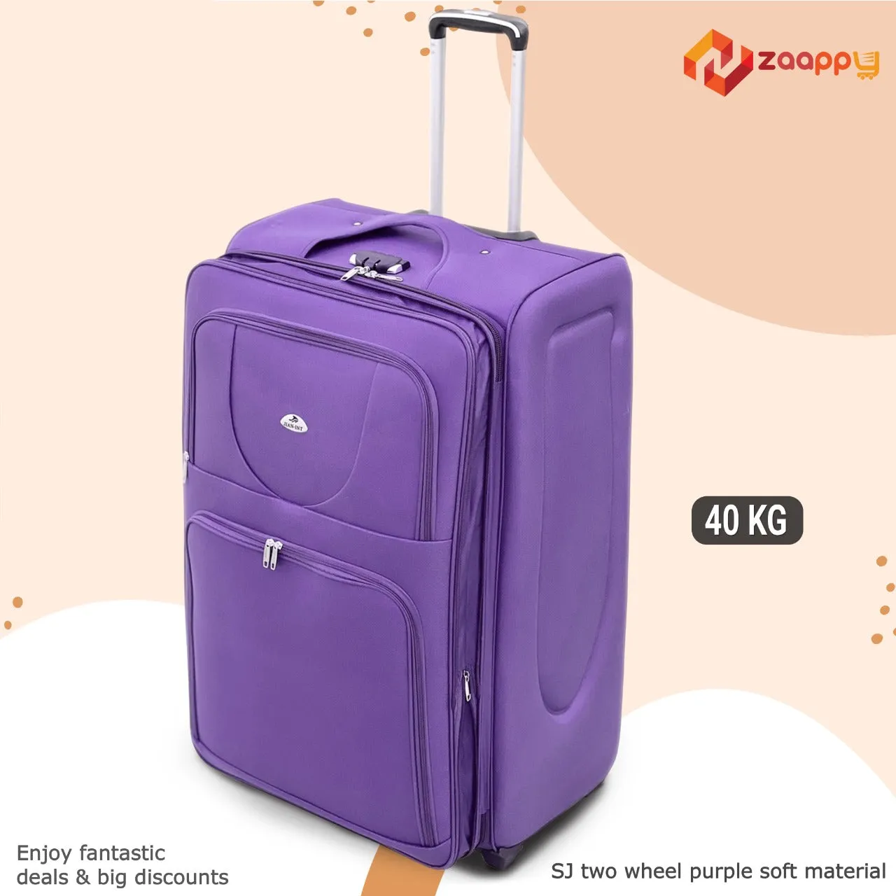 Soft Material Purple 36-40 Kg Capacity 2 Wheel Travel Luggage Bag | 32 Inch Size