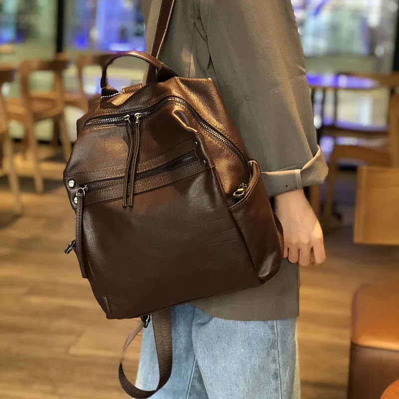 Stylish Ladies Rucksack leather Small Backpack Purse For Women