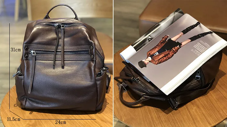Stylish Ladies Rucksack leather Small Backpack Purse For Women