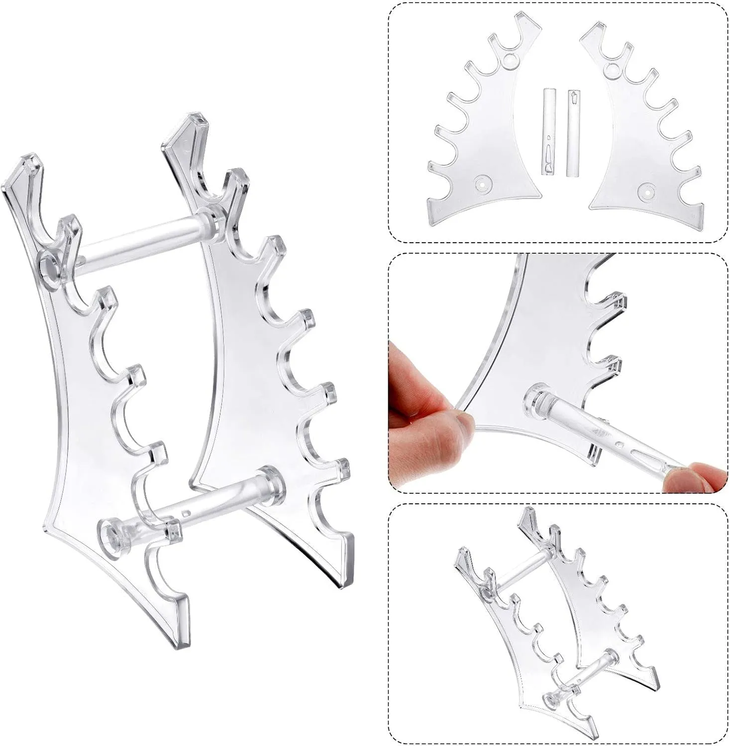 Teling 4 Pieces Pen Display Stand Acrylic Pen Holder Clear Pen Stand Rack Organizer Nail Brush Holder Stand for Make up Brush