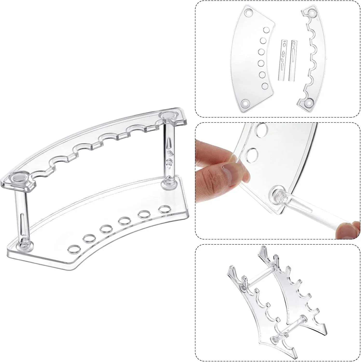 Teling 4 Pieces Pen Display Stand Acrylic Pen Holder Clear Pen Stand Rack Organizer Nail Brush Holder Stand for Make up Brush