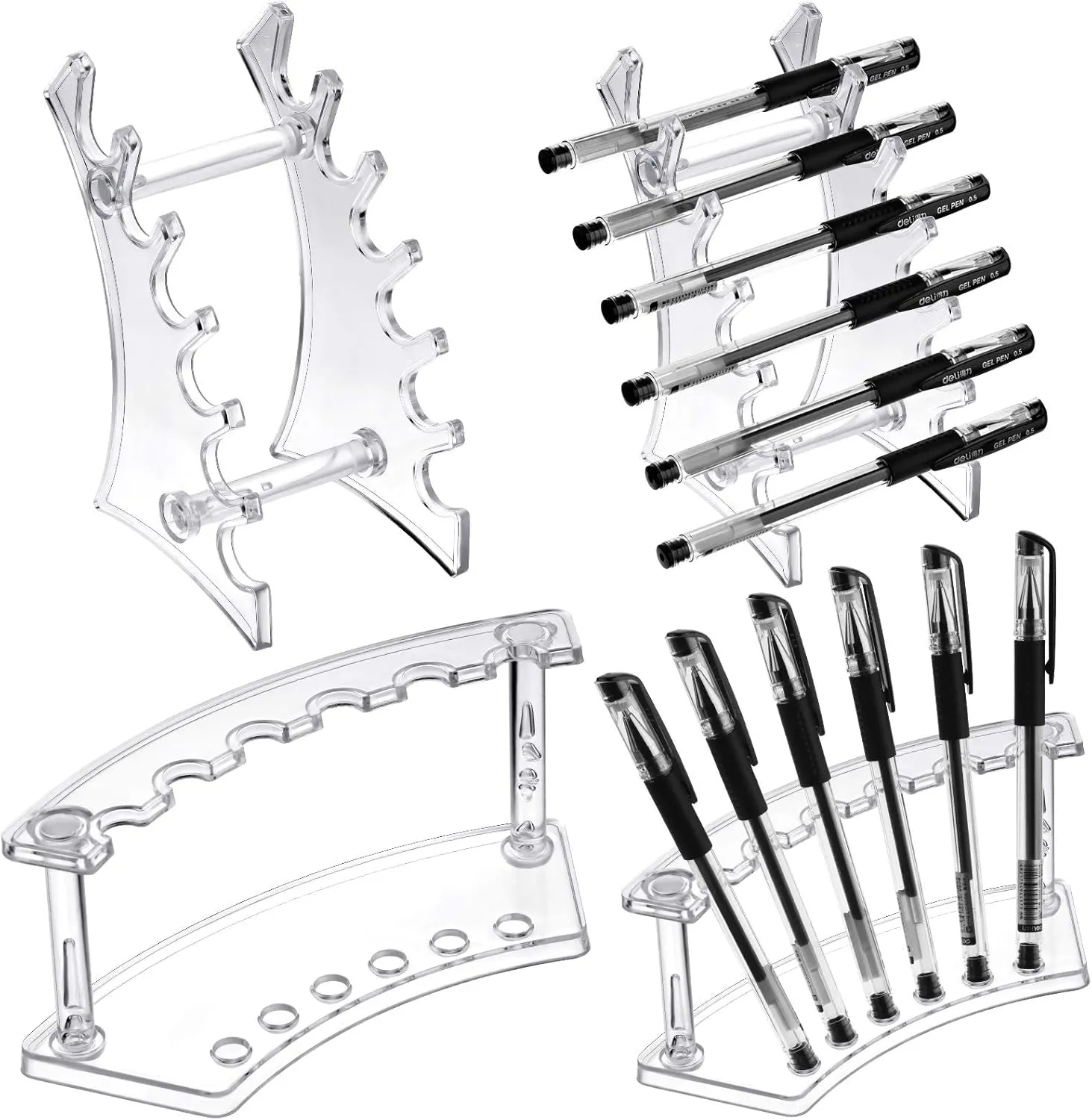 Teling 4 Pieces Pen Display Stand Acrylic Pen Holder Clear Pen Stand Rack Organizer Nail Brush Holder Stand for Make up Brush