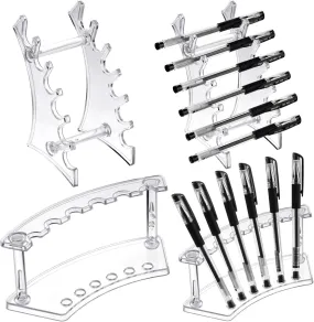 Teling 4 Pieces Pen Display Stand Acrylic Pen Holder Clear Pen Stand Rack Organizer Nail Brush Holder Stand for Make up Brush