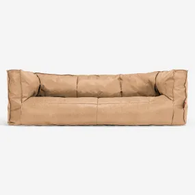 The 3 Seater Albert Sofa Bean Bag - Distressed Leather Honey Brown