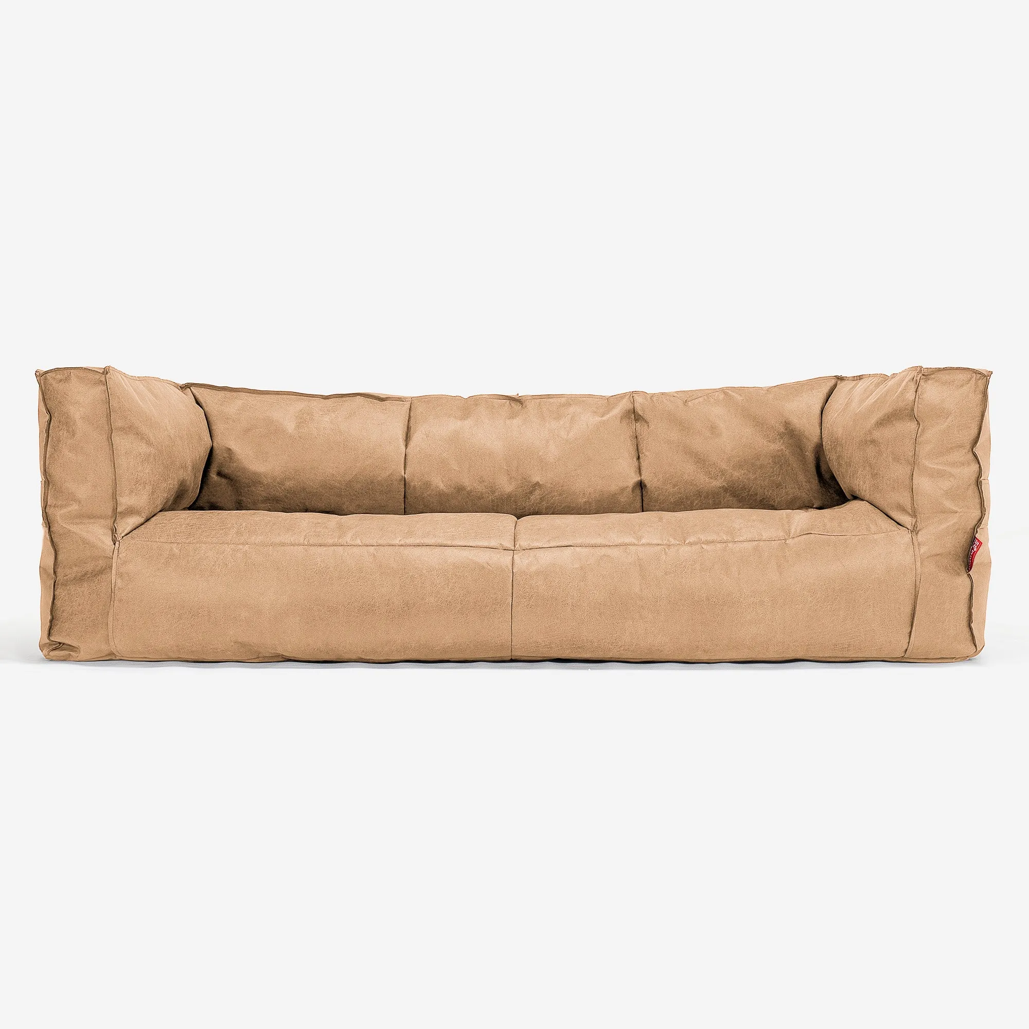 The 3 Seater Albert Sofa Bean Bag - Distressed Leather Honey Brown