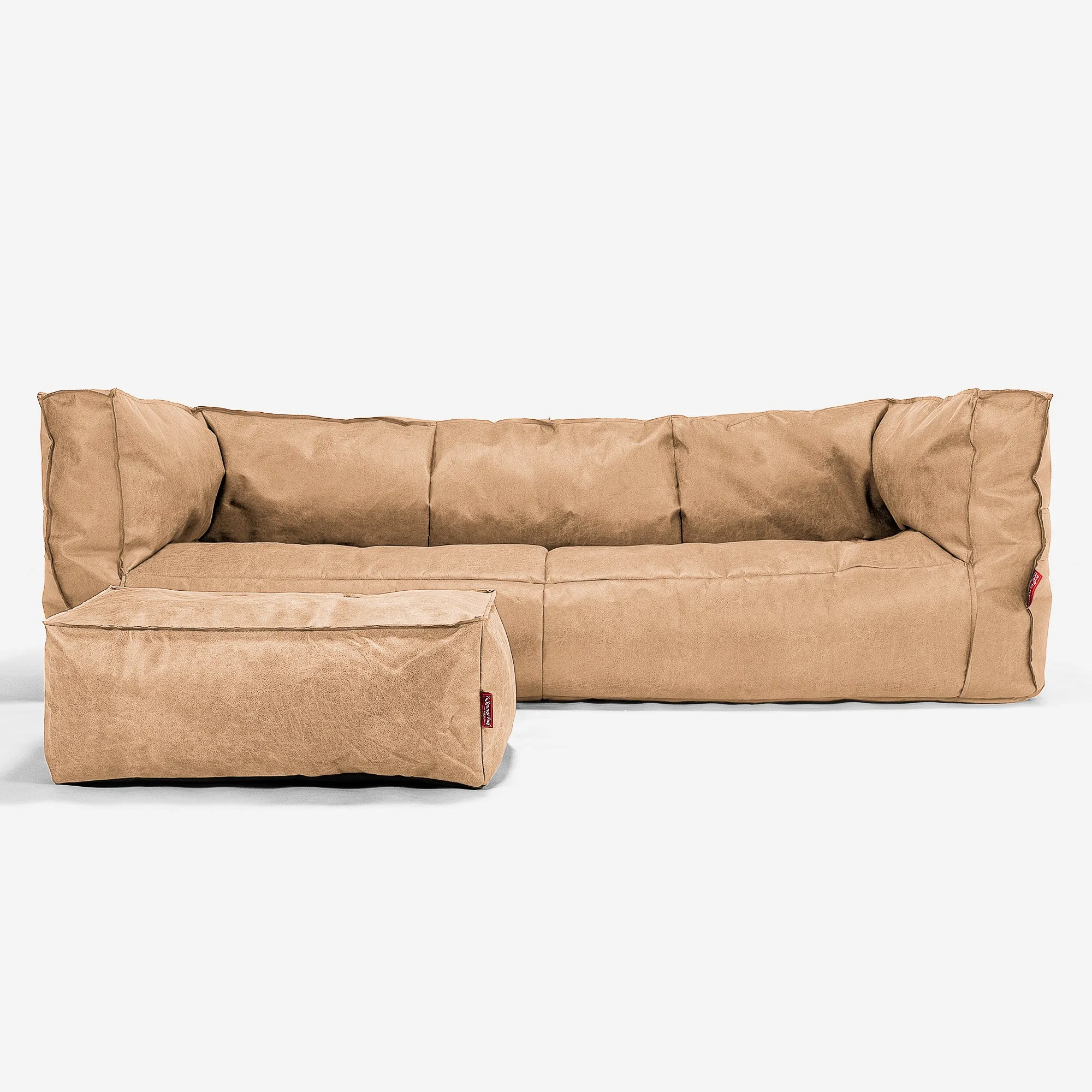 The 3 Seater Albert Sofa Bean Bag - Distressed Leather Honey Brown