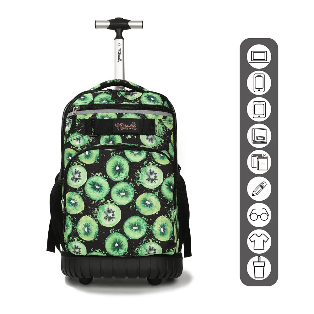 Tilami Green Kiwifruit 18 inch Rolling Backpack Kids Wheeled Backpacks