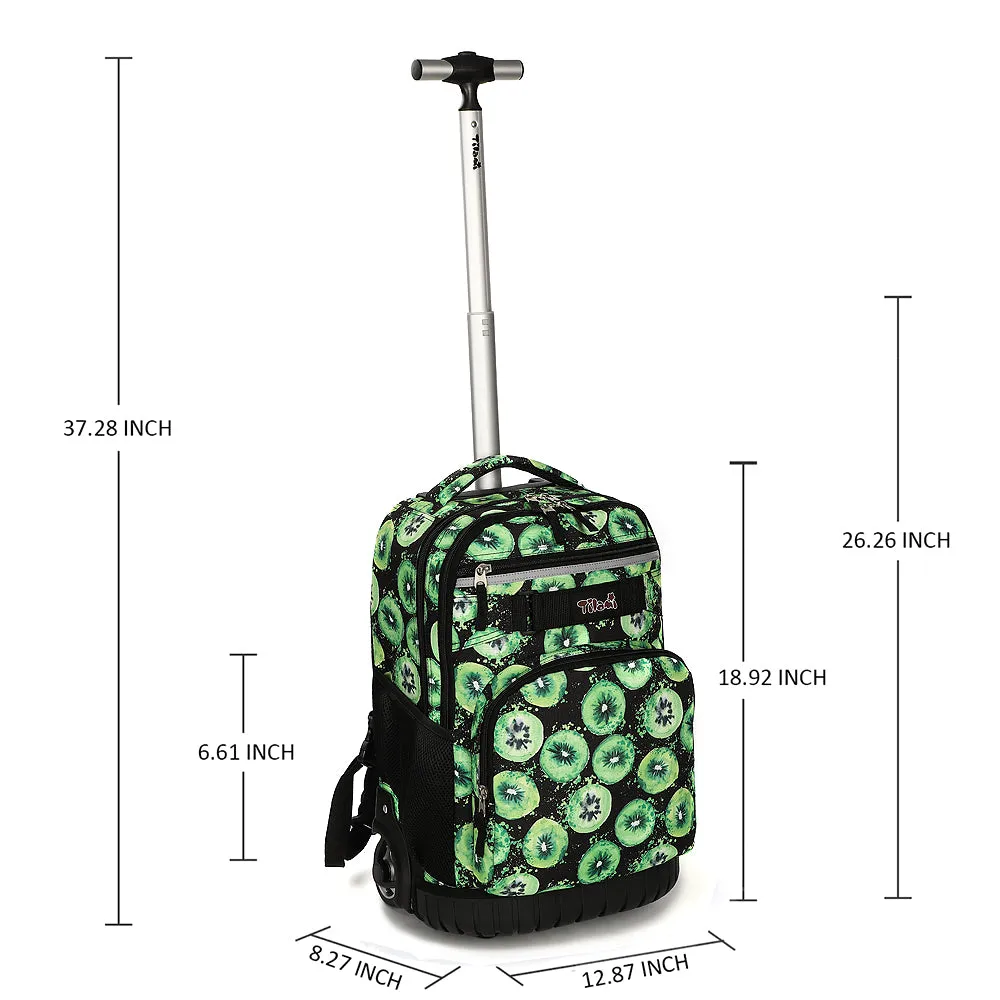 Tilami Green Kiwifruit 18 inch Rolling Backpack Kids Wheeled Backpacks