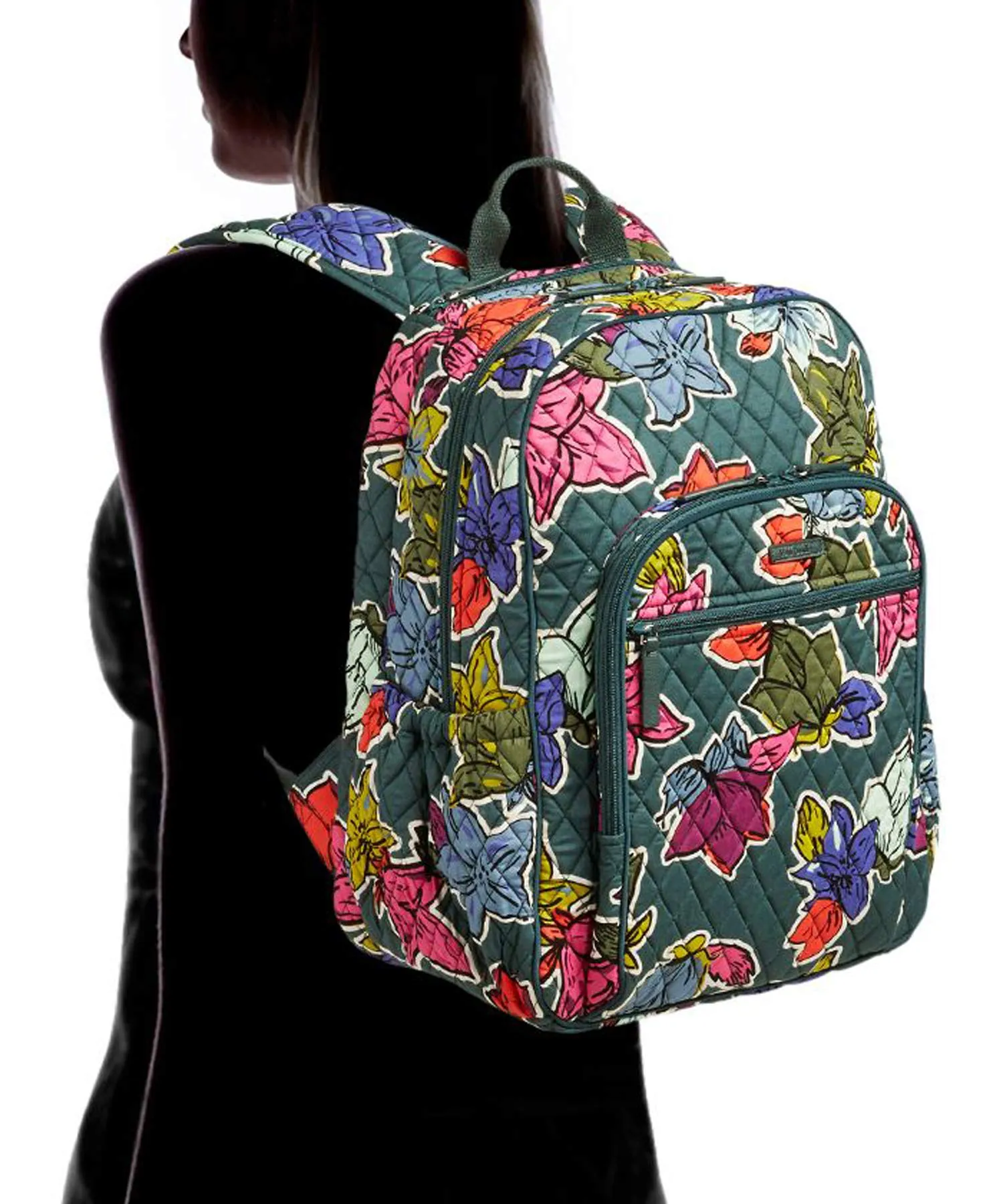 Vera Bradley Women's Campus Tech Backpack, Signature Cotton (Falling Flowers)