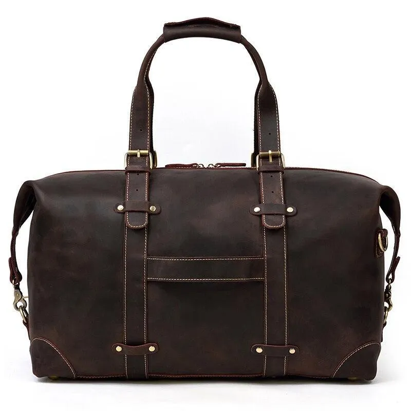 Vintage Genuine Leather Travel Bag Tote Bag Weekender