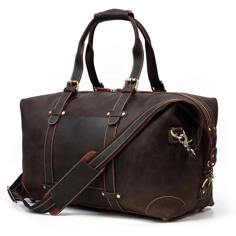 Vintage Genuine Leather Travel Bag Tote Bag Weekender