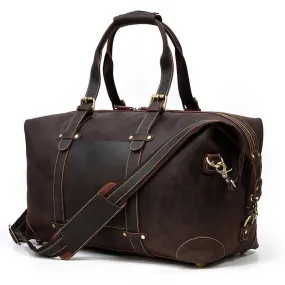 Vintage Genuine Leather Travel Bag Tote Bag Weekender