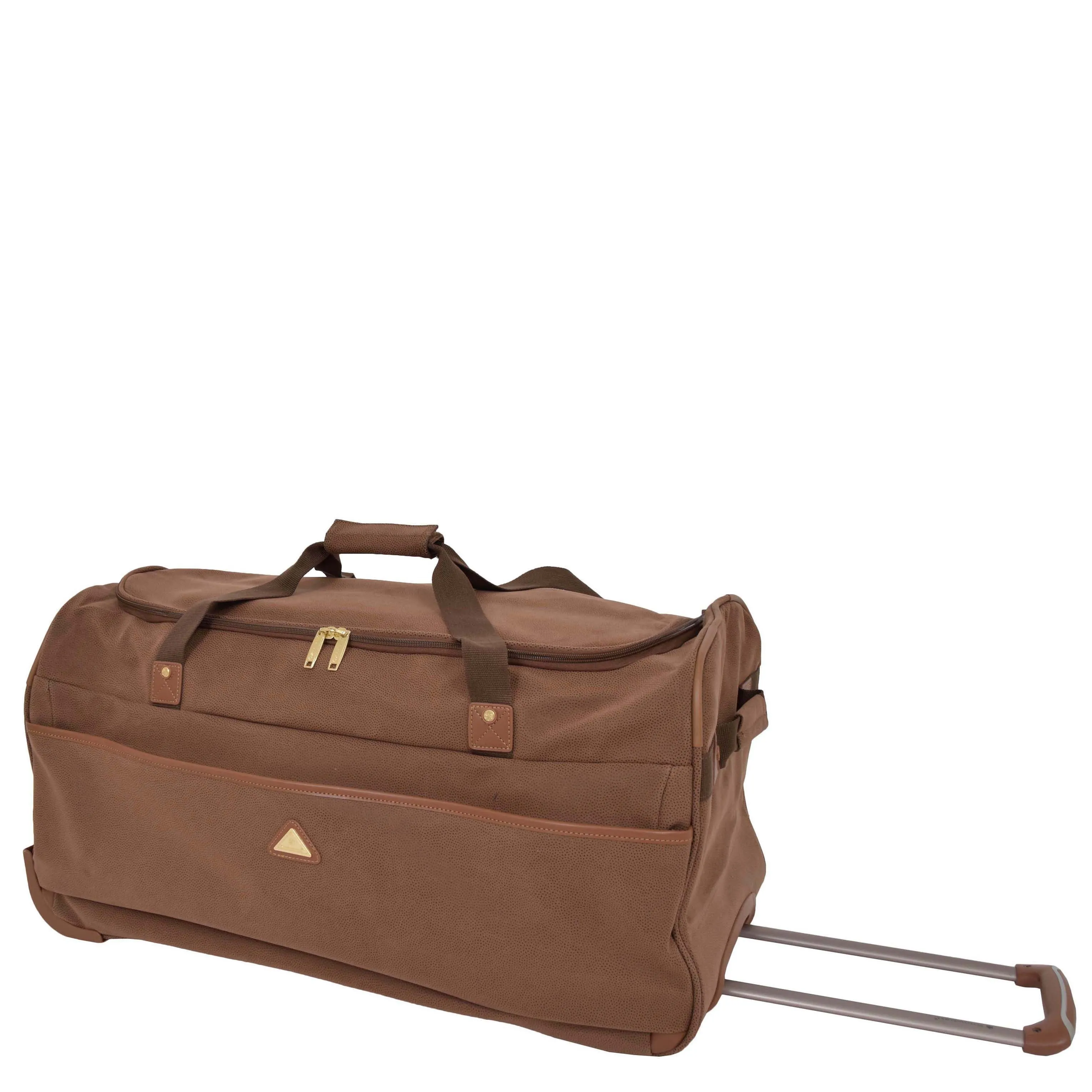 Wheeled Holdall 30" Large Camel Faux Leather Travel Duffle Bag Swoose