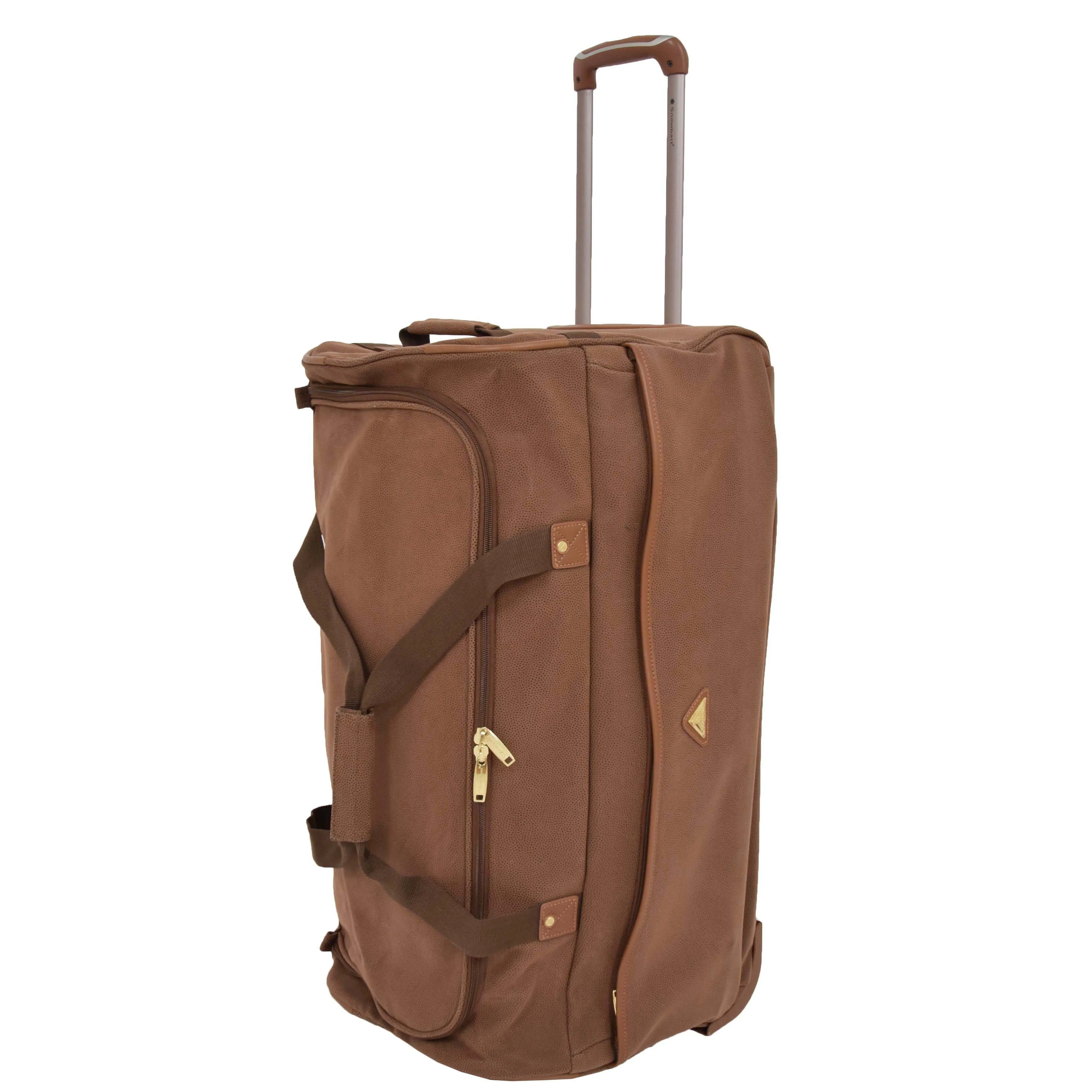 Wheeled Holdall 30" Large Camel Faux Leather Travel Duffle Bag Swoose
