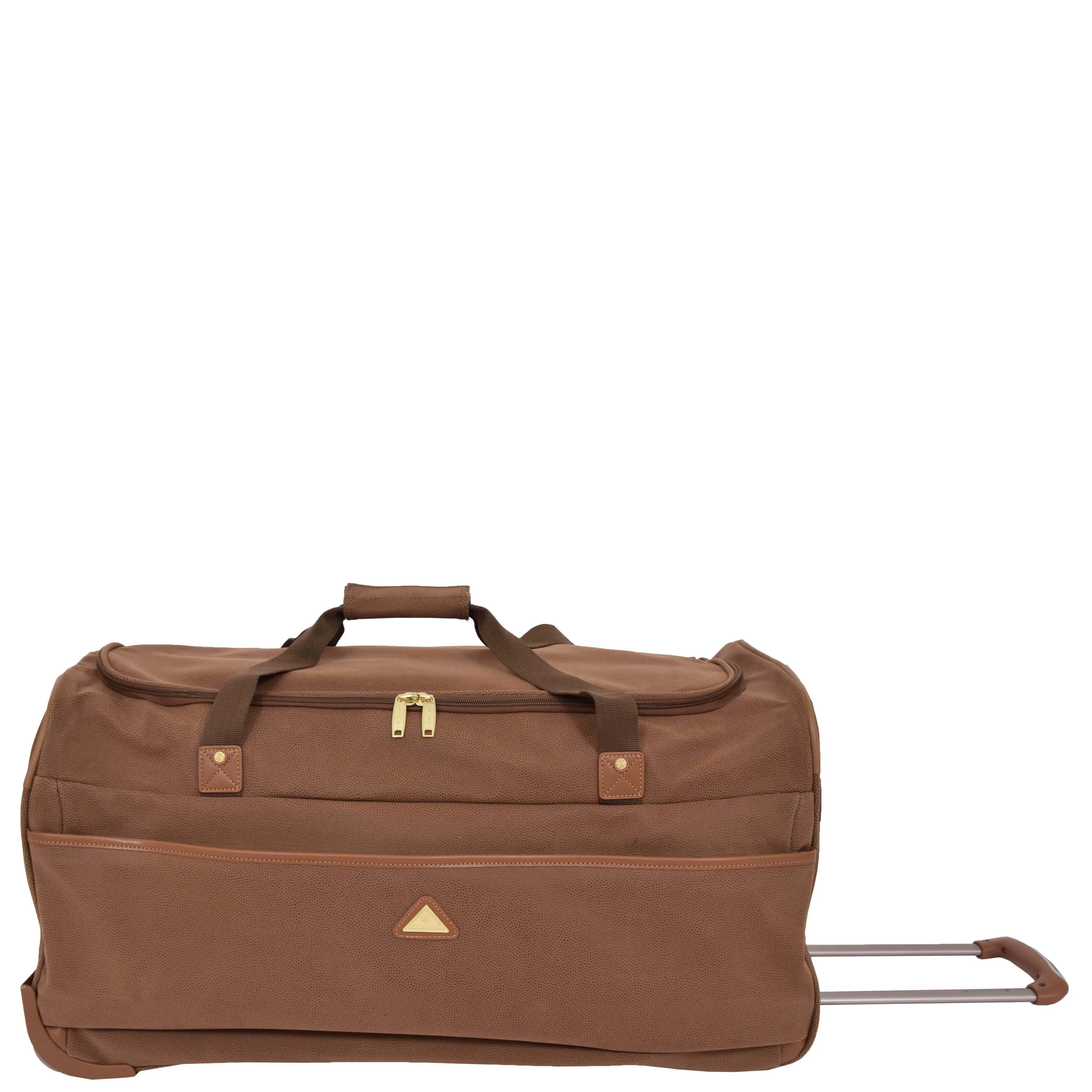Wheeled Holdall 30" Large Camel Faux Leather Travel Duffle Bag Swoose