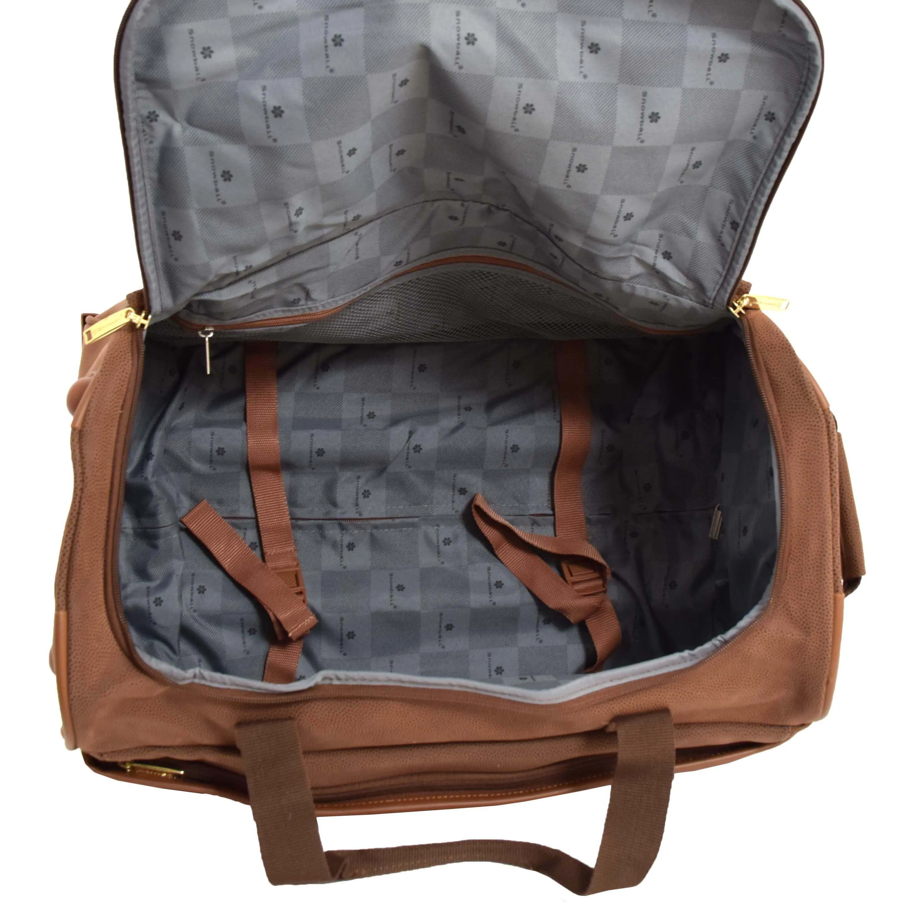 Wheeled Holdall 30" Large Camel Faux Leather Travel Duffle Bag Swoose
