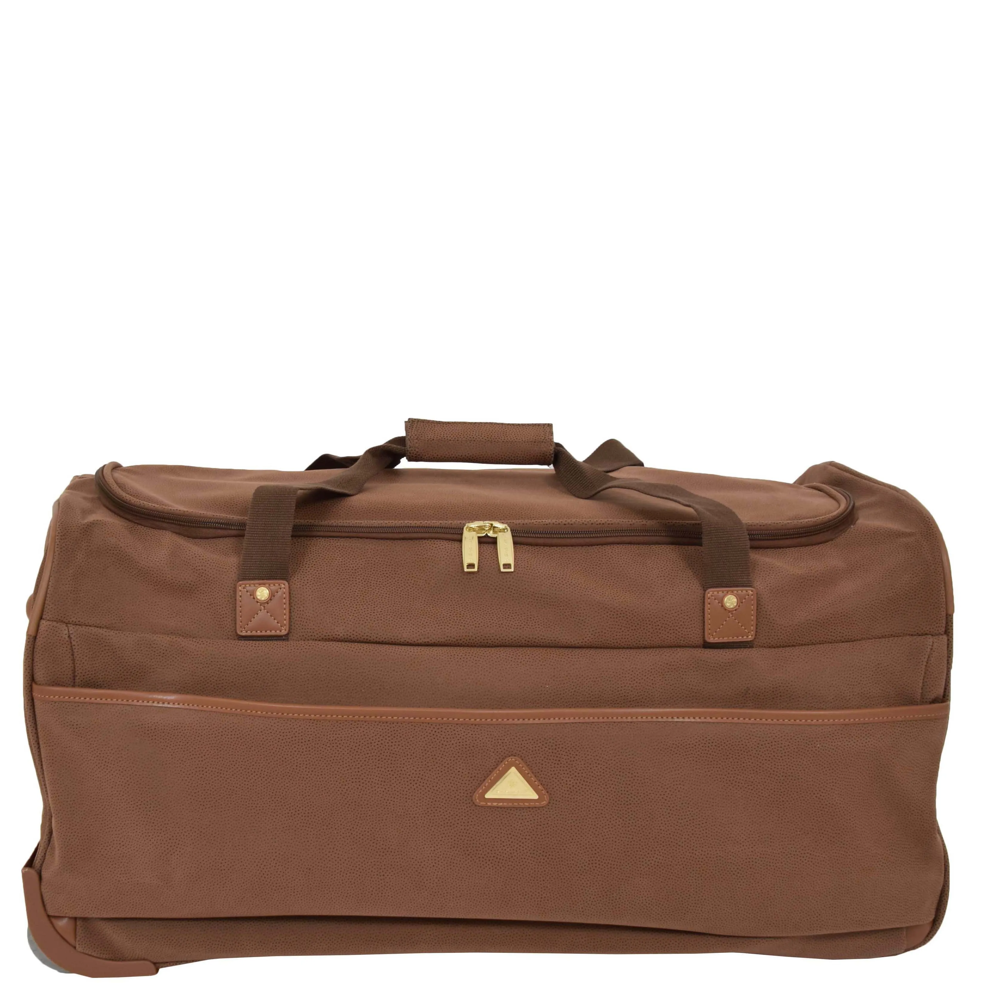 Wheeled Holdall 30" Large Camel Faux Leather Travel Duffle Bag Swoose
