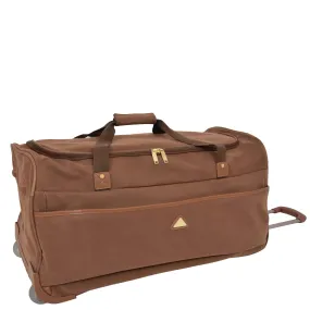 Wheeled Holdall 30" Large Camel Faux Leather Travel Duffle Bag Swoose